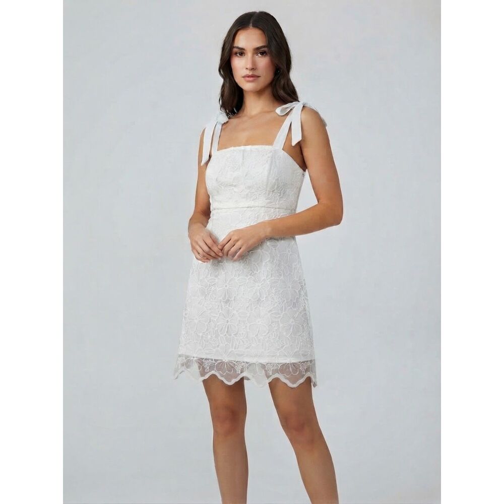 Lulus White Lace Mini Dress NWT Size L - Tie Strap Summer Event
